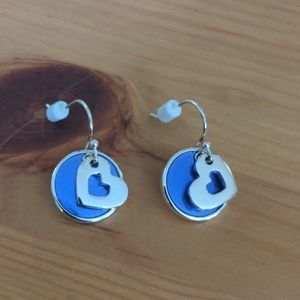 Purple & Silver Heart Earrings